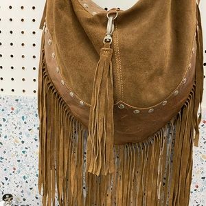 Suede w/fringe leather purse